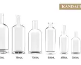 Różne rozmiary szklanych butelek, od 1000 ml do 100 ml, idealne na wódkę.